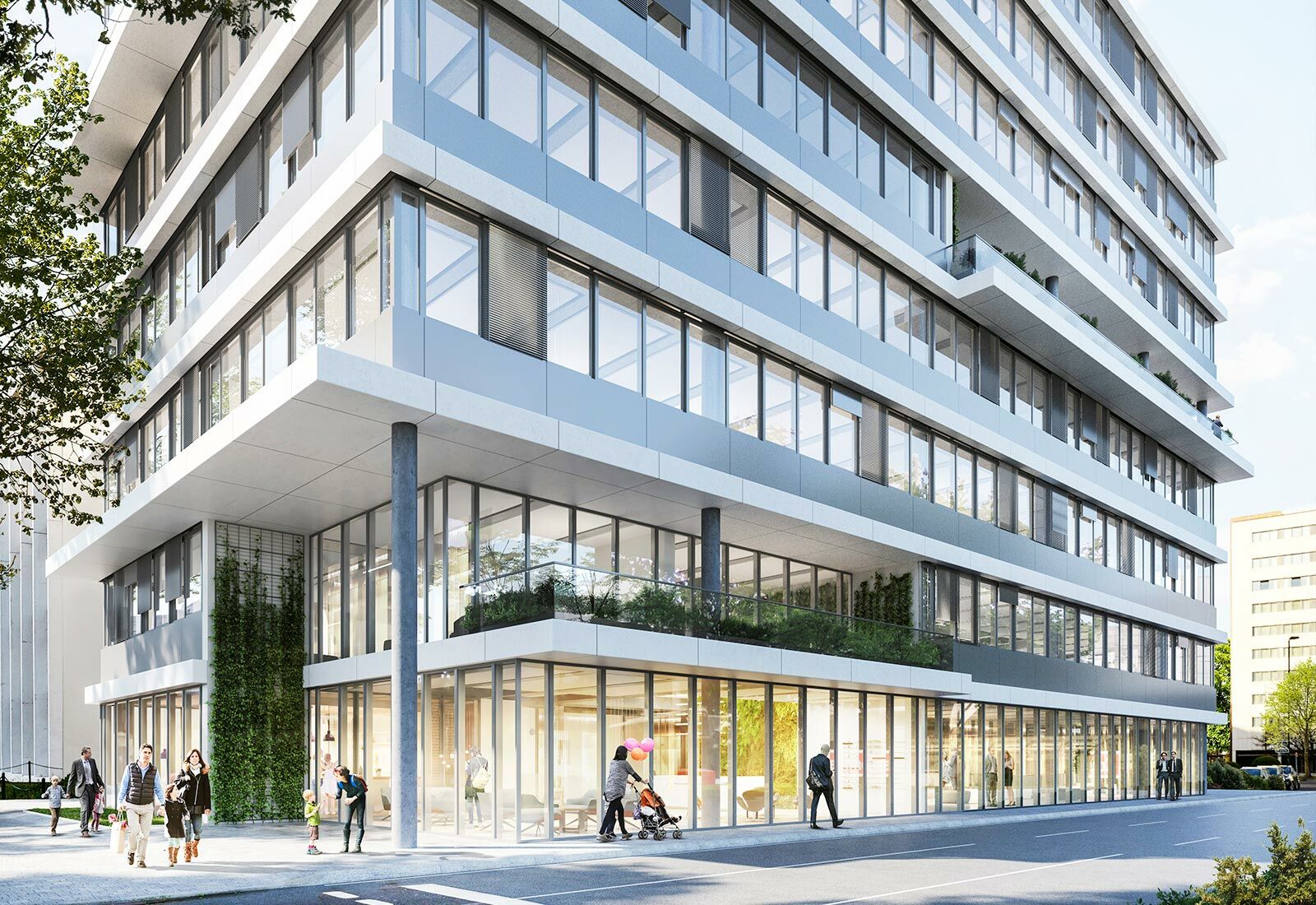 NOVIA: Projekt KAP 2 "Levelz" in Düsseldorf (Gebäudeeingang von außen im Detail)