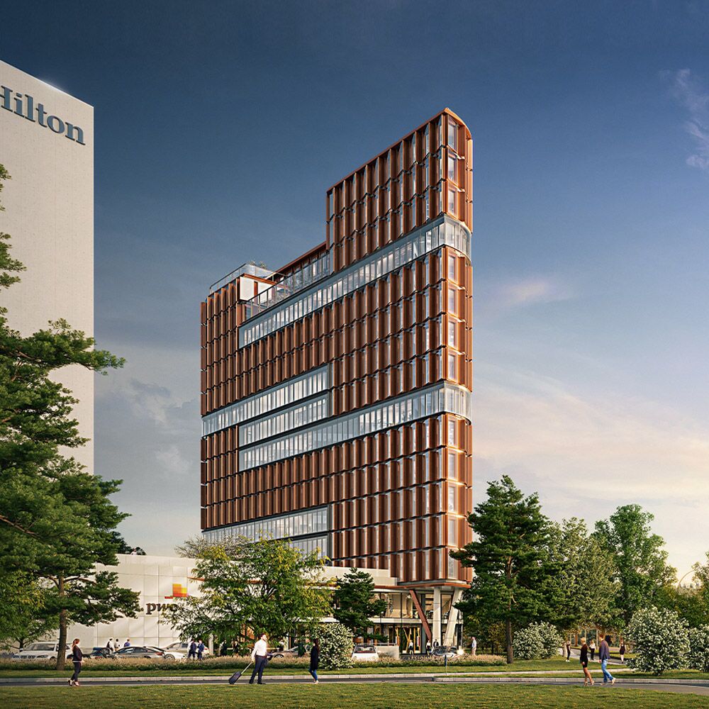 NOVIA: Projekt Eclipse in Düsseldorf (Seitenansicht der Büroimmobilie - quadratisches Bildformat)